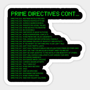 Prime Directives 4 Sticker